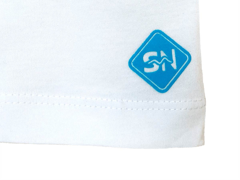 Kinder T-Shirt - LAUSBUA - Weiß mit Applikation in Neonblau