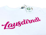 Kinder T-Shirt - LAUSDIRNDL - Weiß mit Applikation in Neonpink