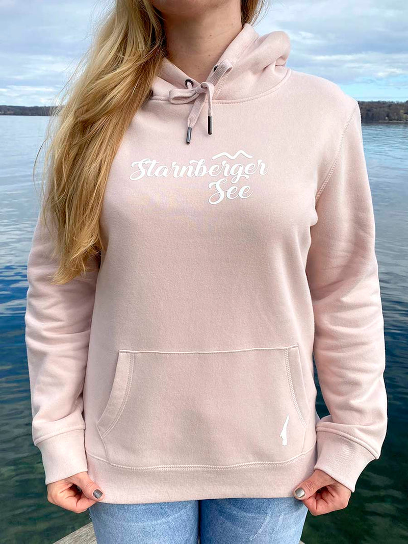 Starnberger See Hoodie in rosa mit Aufdruck in weiss von seenarrisch