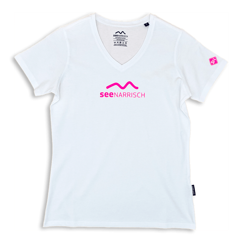 seeNARRISCH T-Shirt für Frauen - Weiß mit Neon Pink
