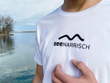 Männer T-Shirt - seeNARRISCH - Weiß mit Applikation in Mattschwarz