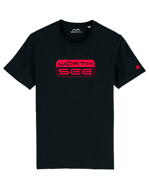 Woerthsee-Unise-T-Shirt-schwarz-neon-rot-seenarrisch